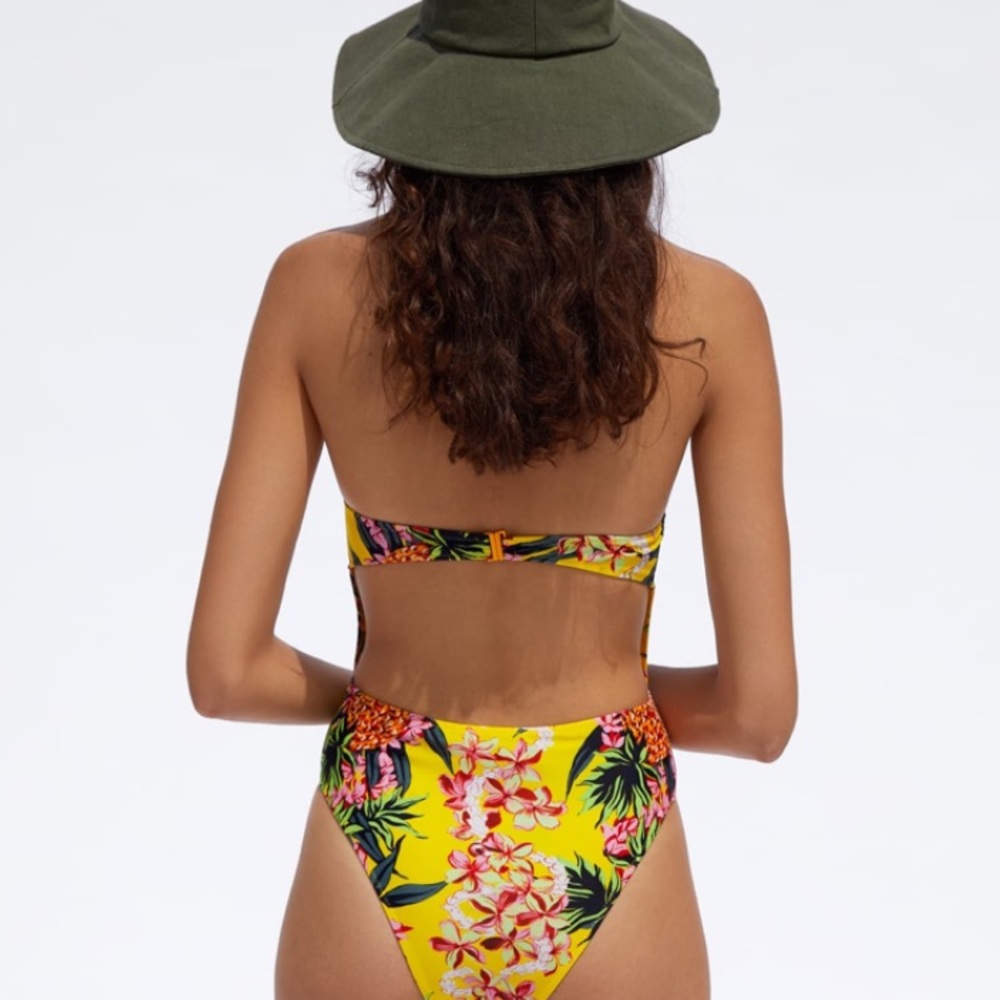 NWT ZARA Yellow Pineapple Swimsuit Size M - Picture 5 of 9